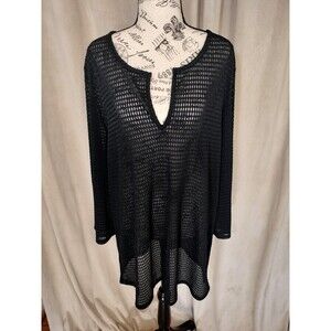 NWOT! Jordan Taylor Black Long Sleeve Mesh Cover Up. Size XL